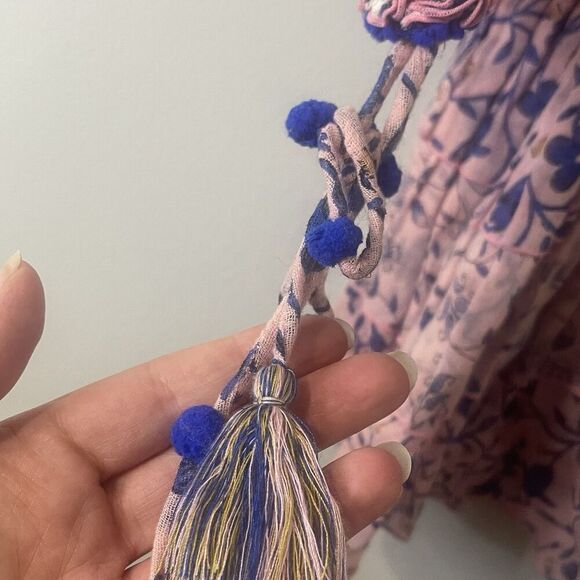 POUPETTE ST BARTH Tunic Top Size XS Pink Ruffle Bohemian Boho Chic Beach Coverup - Picture 6 of 12